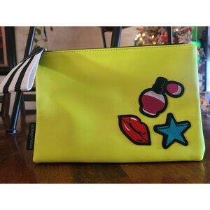 #macysbeauty Neon Makeup Clutch Bag w/ Appliques and Striped Zipper Pull